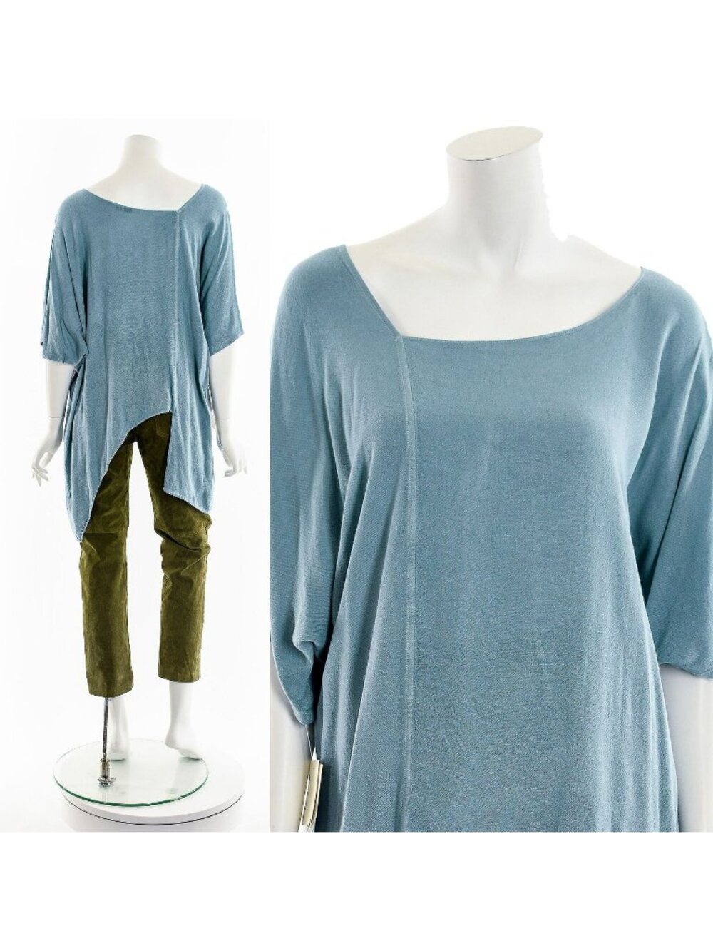 Laise Adzer Dusty Blue Asymmetrical Top